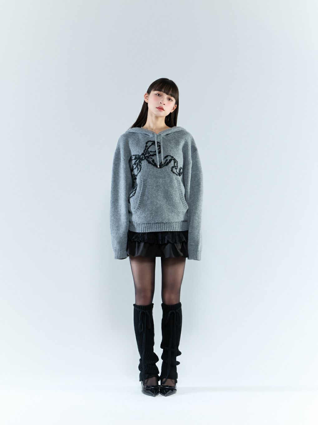 【BUBBLES】リボンジャガードニット