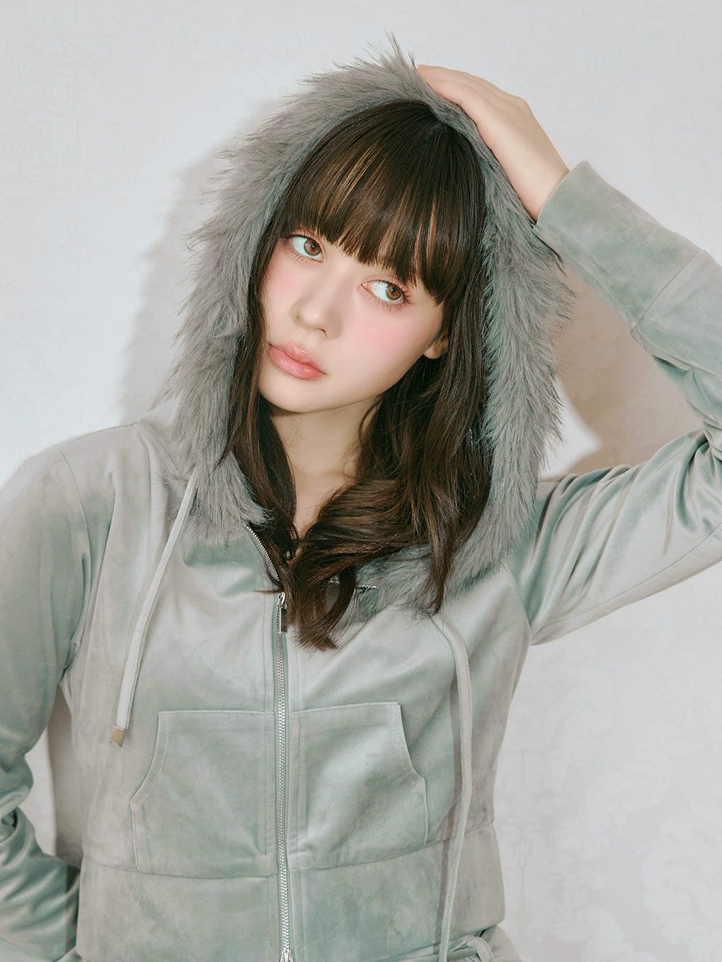 【BUBBLES】ファーフードベルベットセットアップ