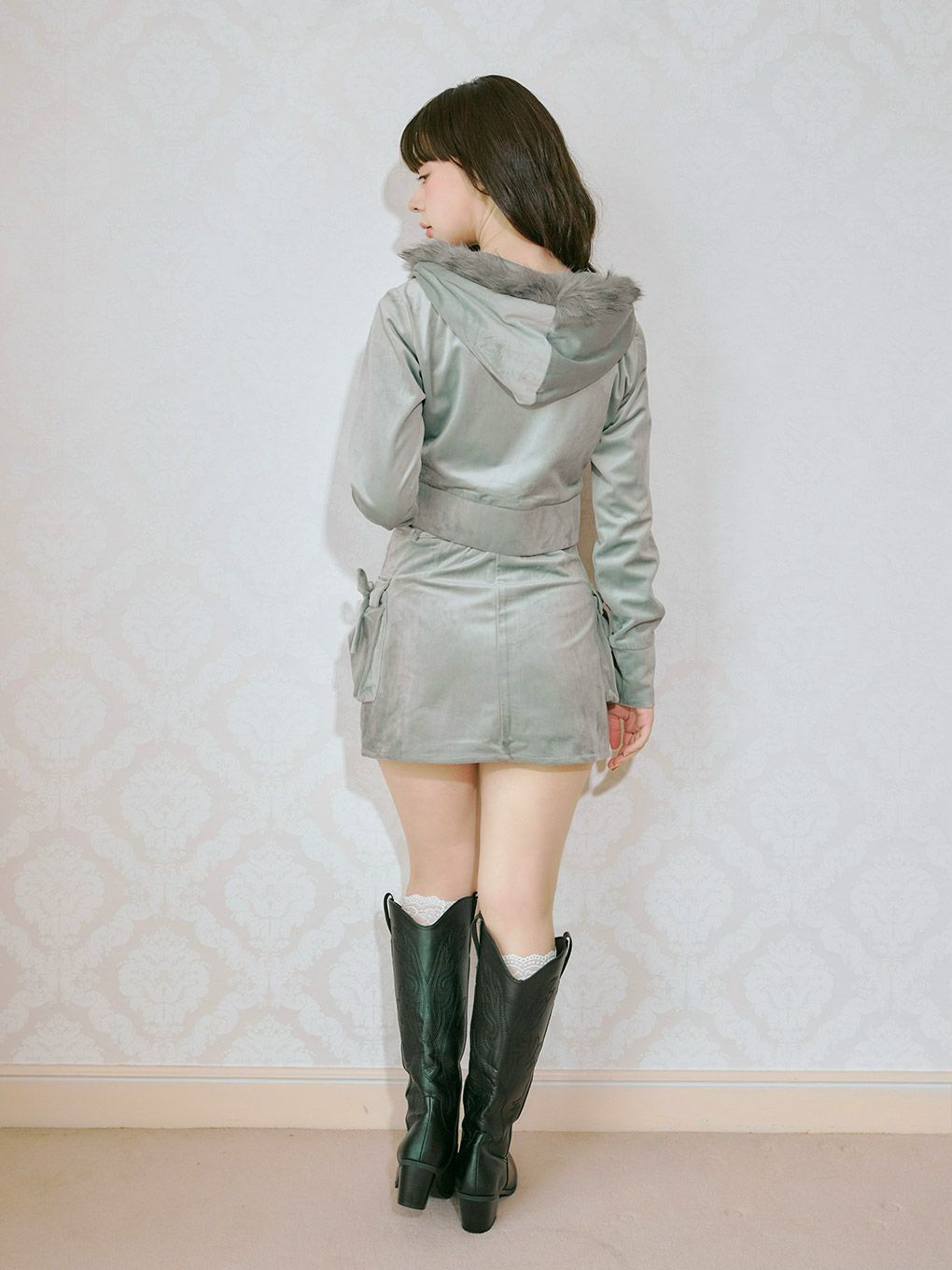 【BUBBLES】ファーフードベルベットセットアップ