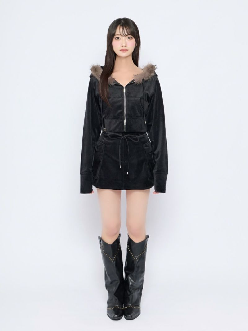 BUBBLES ベルベットファーパーカー フリルスカパン Sサイズ アイボリー amoebamars | . 🎀𝐂𝐨𝐦𝐢𝐧𝐠 𝐒𝐨𝐨𝐧🎀 ✔︎ハートスタッズ