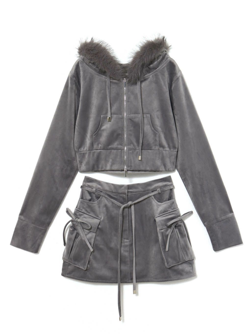 【BUBBLES】ファーフードベルベットセットアップ