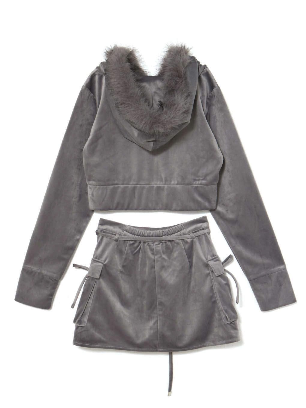 【BUBBLES】ファーフードベルベットセットアップ