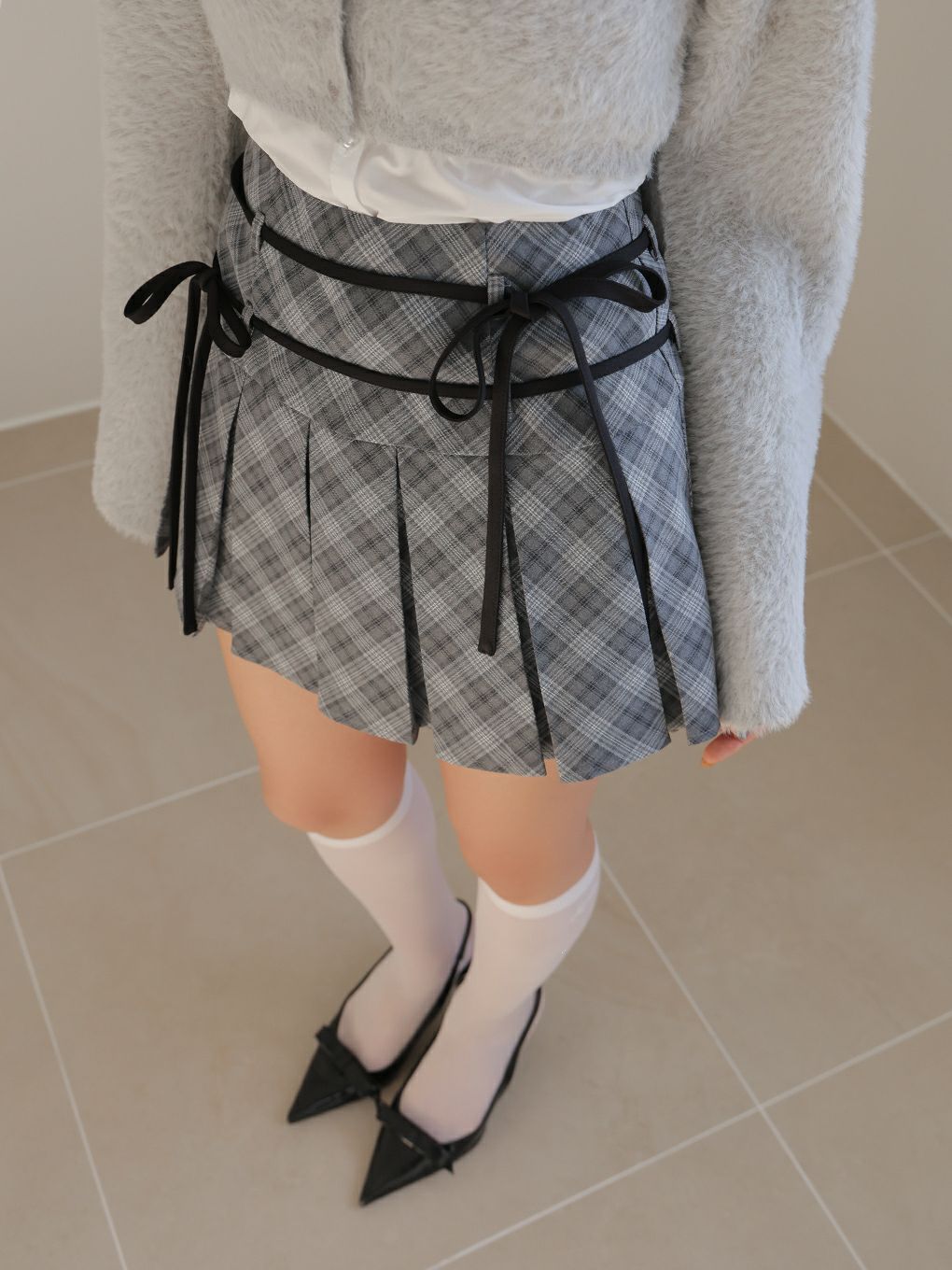 【BUBBLES】ダブルリボンプリーツスカパン