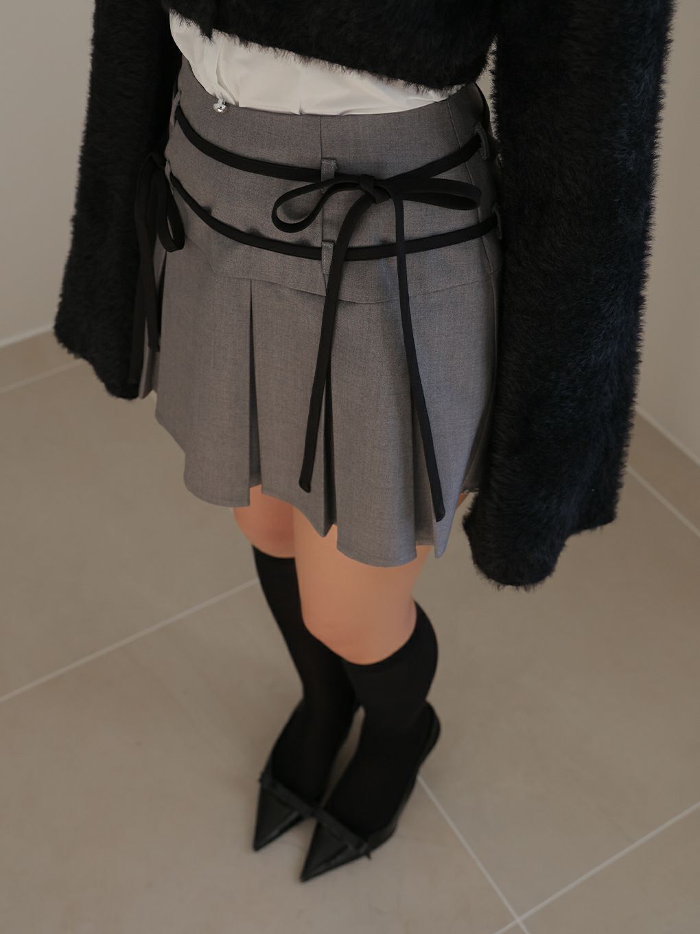 【BUBBLES】ダブルリボンプリーツスカパン