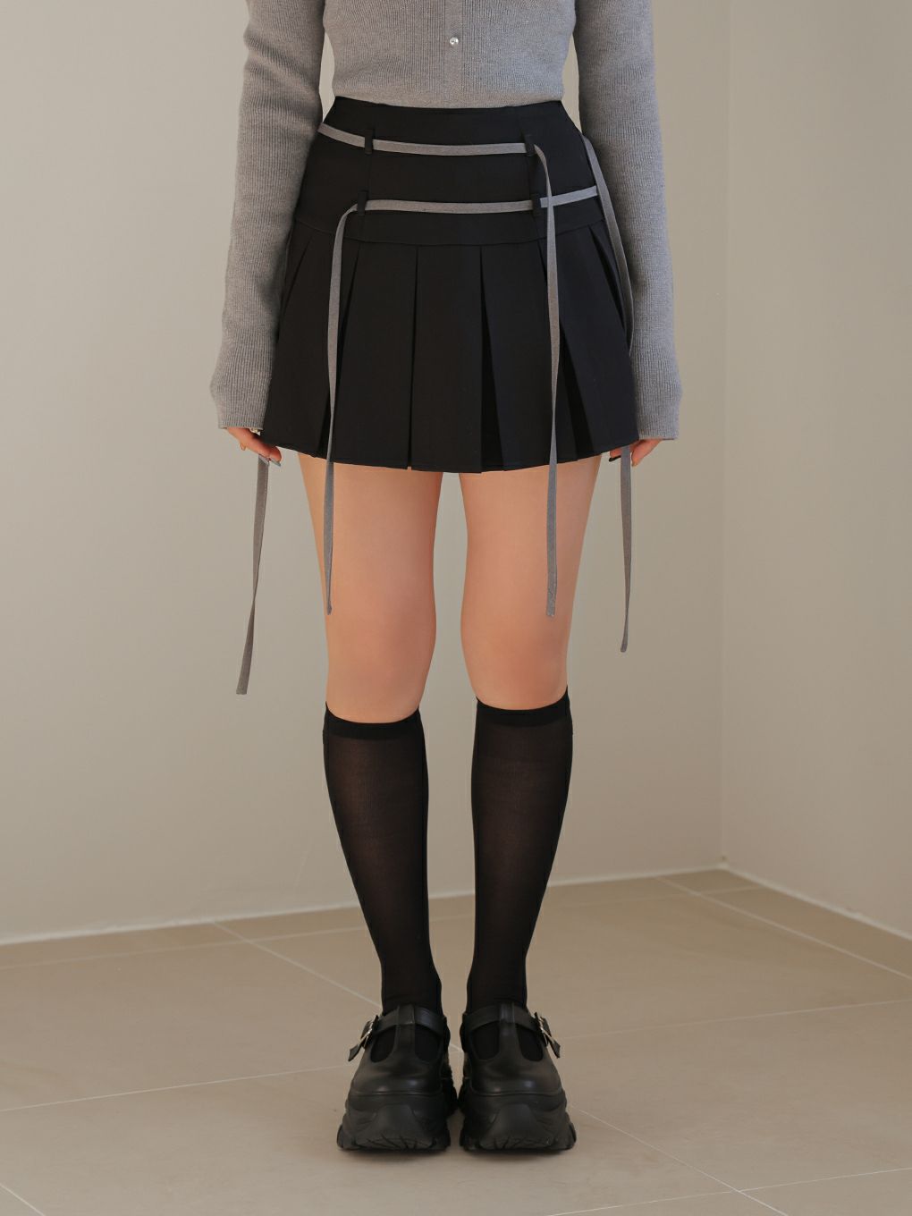 【BUBBLES】ダブルリボンプリーツスカパン