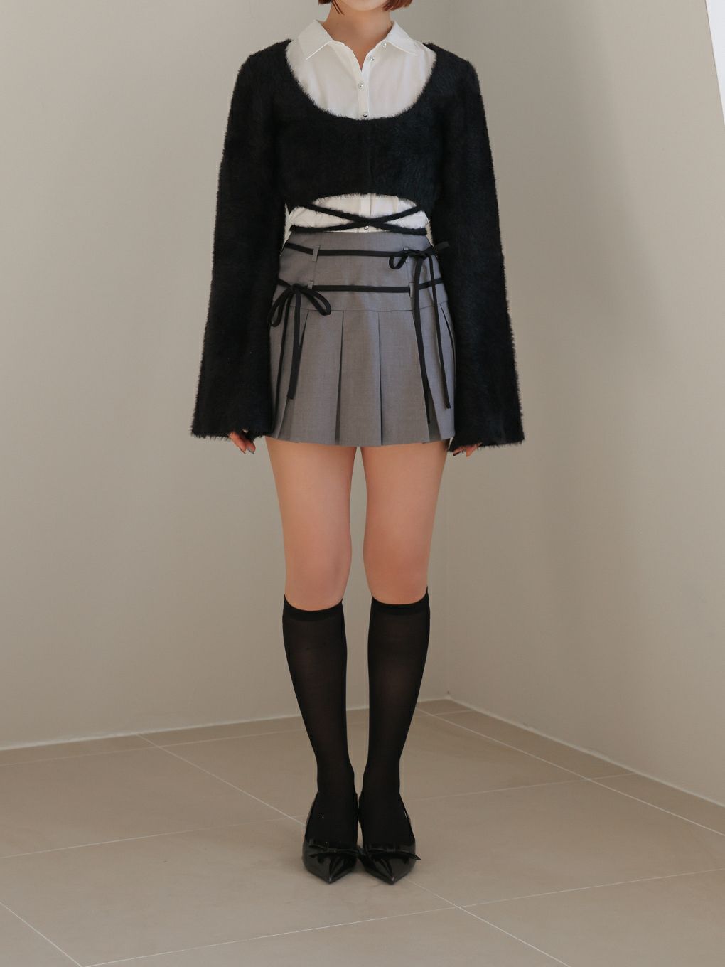 【BUBBLES】ダブルリボンプリーツスカパン