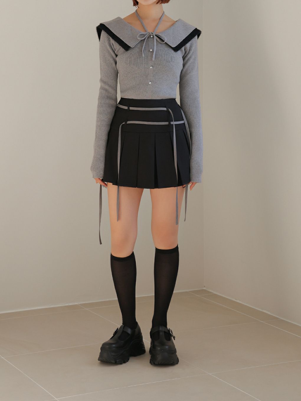 【BUBBLES】ダブルリボンプリーツスカパン