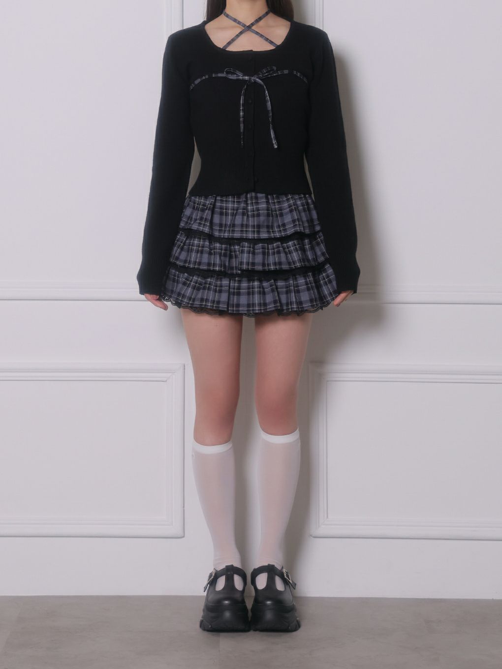 【BUBBLES】チェックリボントップス