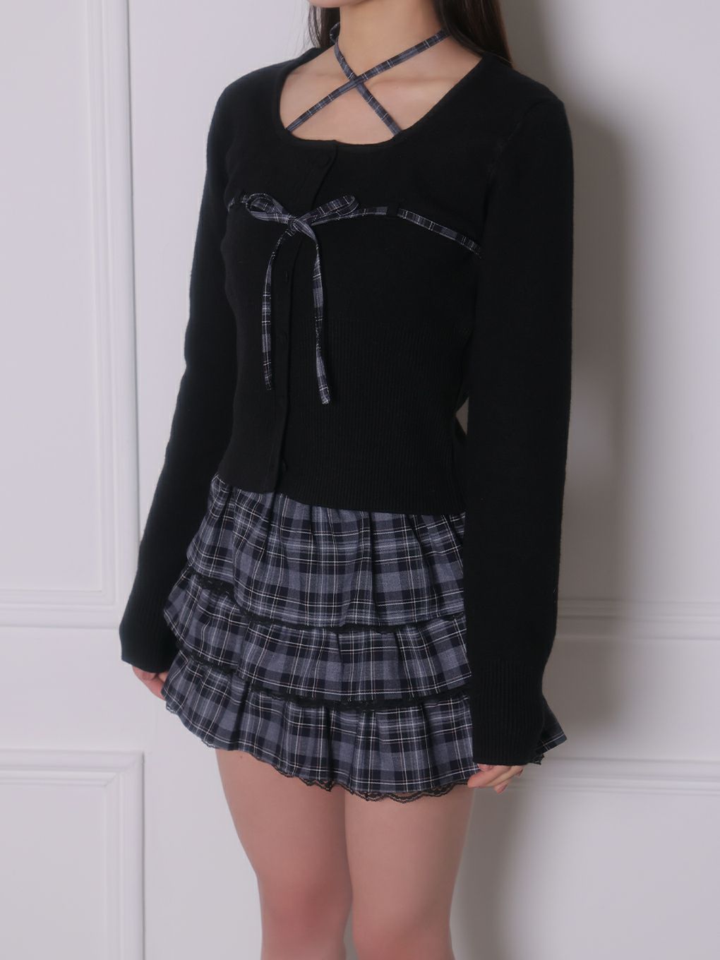 【BUBBLES】チェックリボントップス