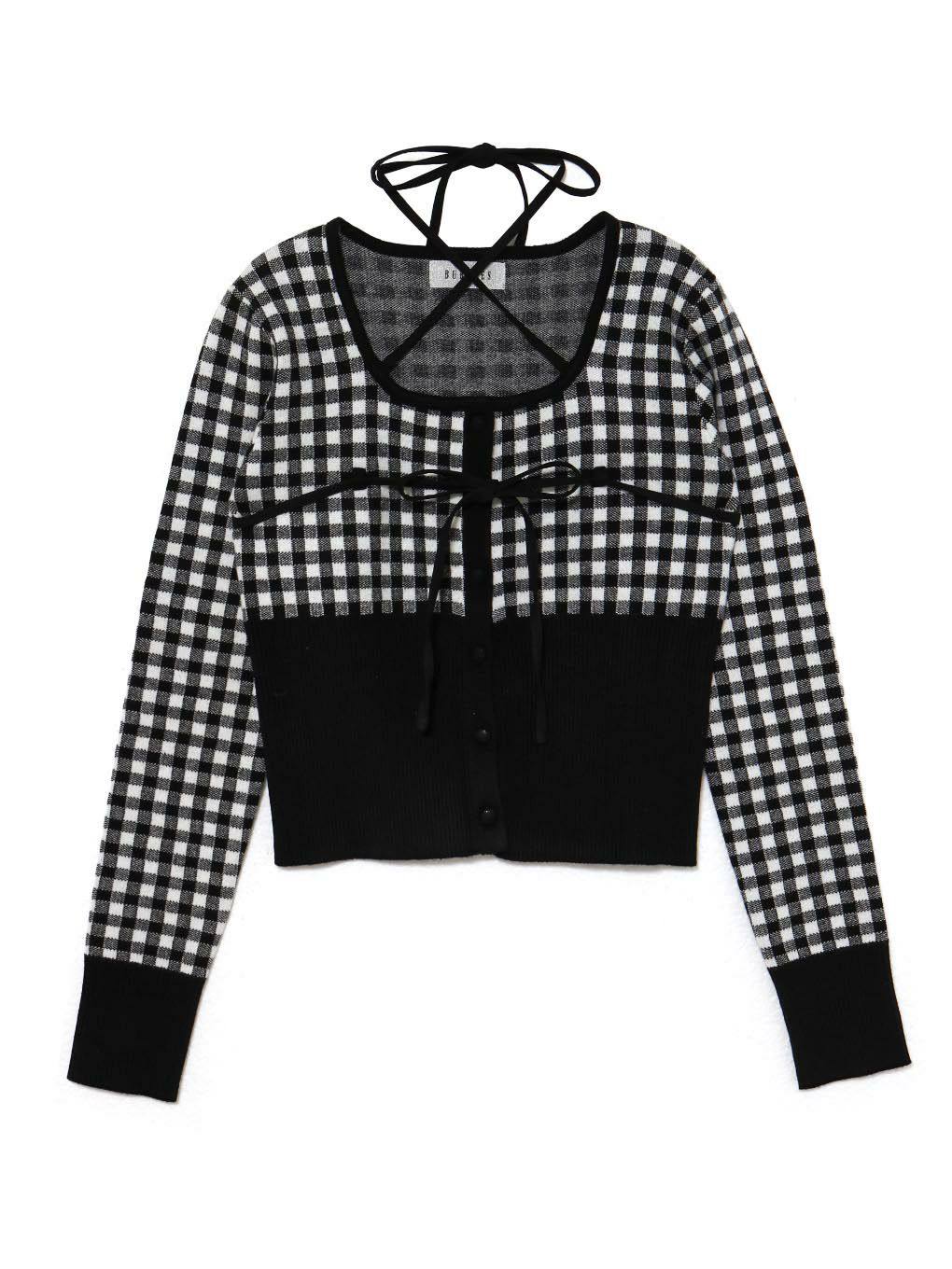【BUBBLES】チェックリボントップス