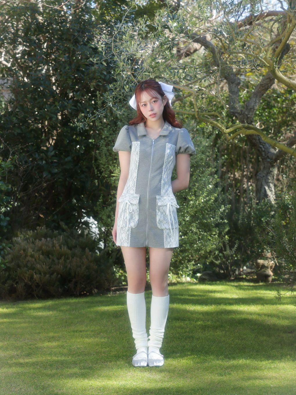 【BUBBLES】サイドレーススウェットワンピース