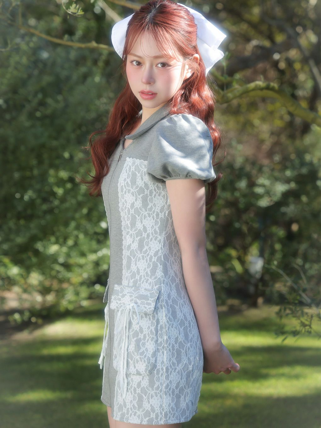 【BUBBLES】サイドレーススウェットワンピース