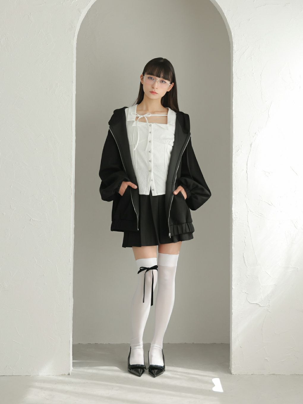 【BUBBLES】ルーズパーカープリーツセットアップ