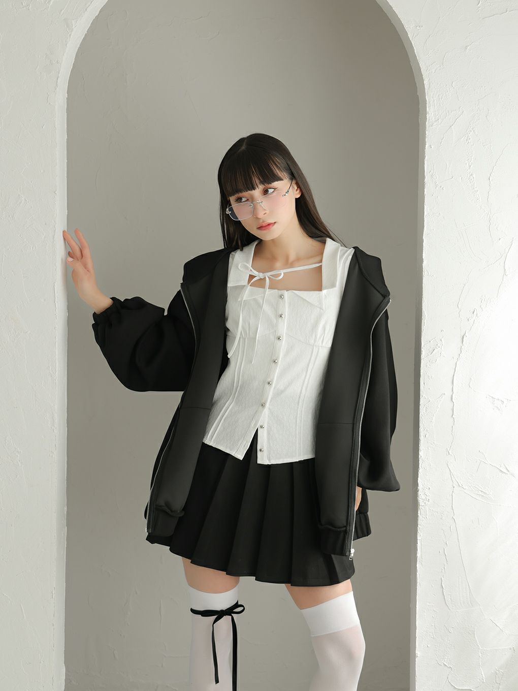 【BUBBLES】ルーズパーカープリーツセットアップ