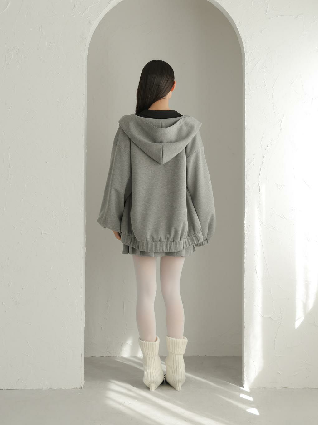 【BUBBLES】ルーズパーカープリーツセットアップ