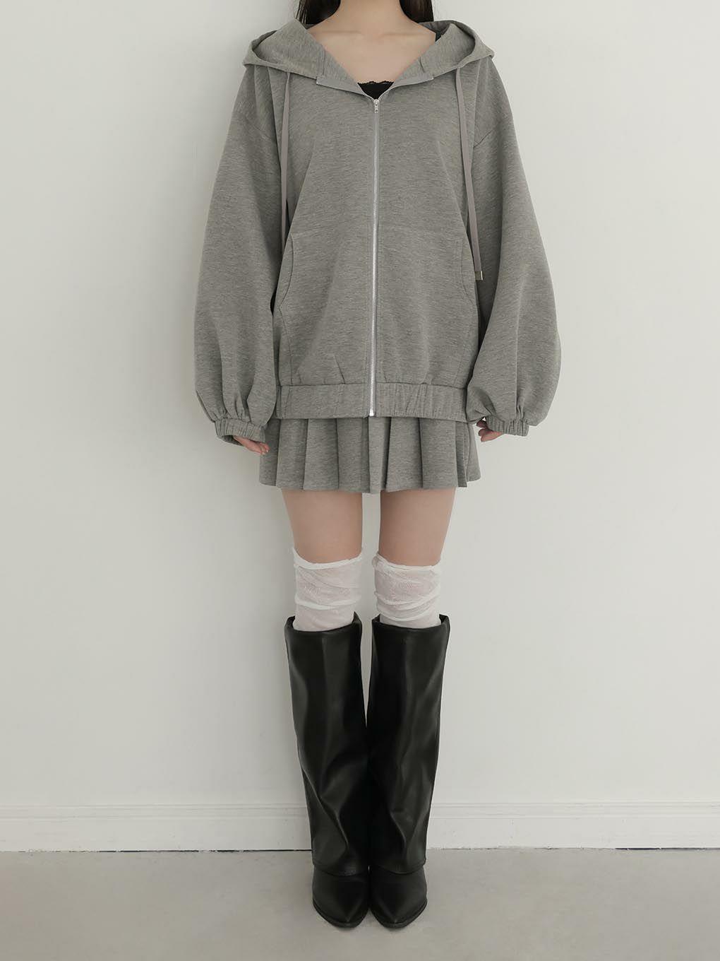 【BUBBLES】ルーズパーカープリーツセットアップ