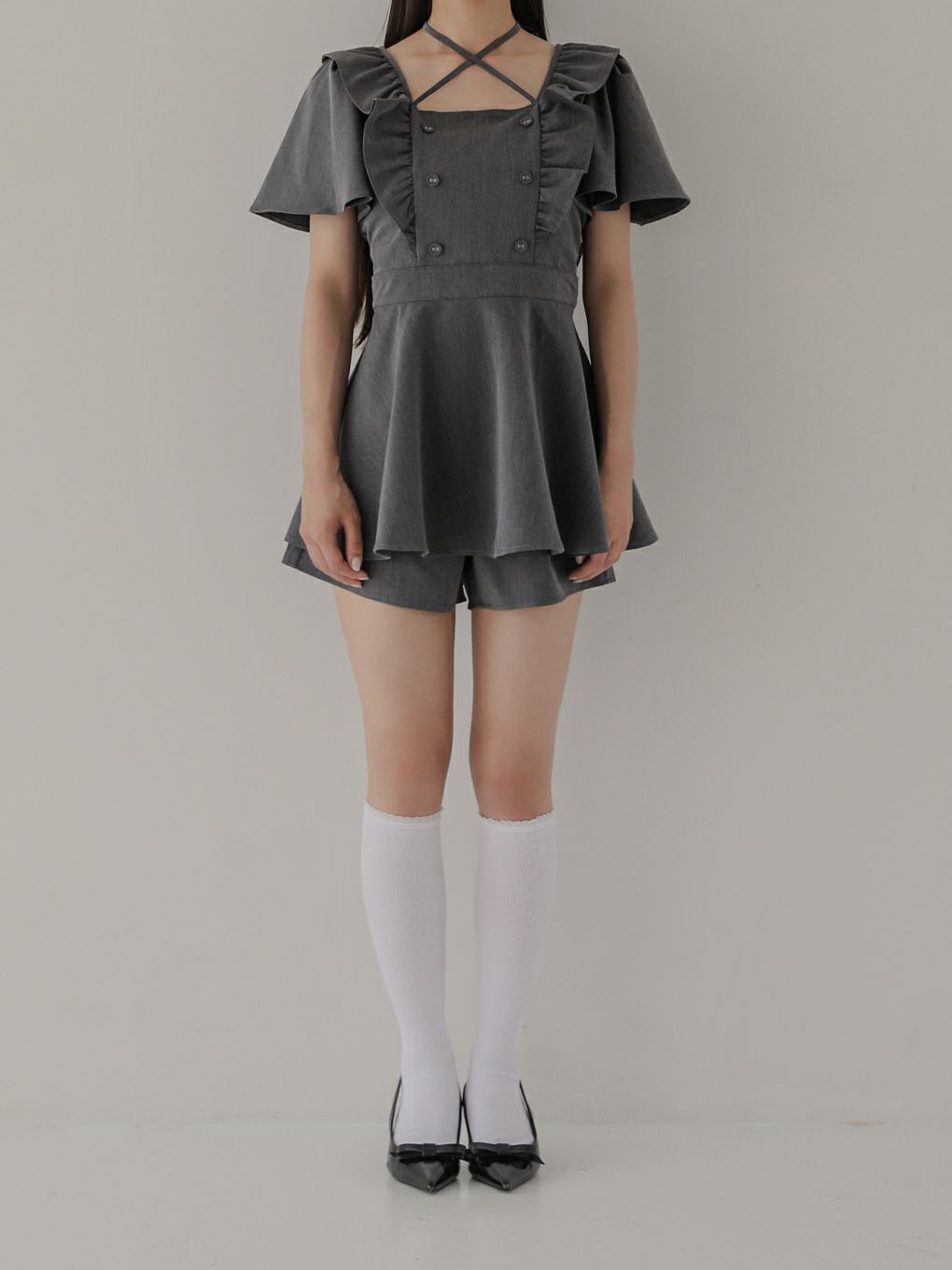 【BUBBLES】バックリボンペプラムセットアップ