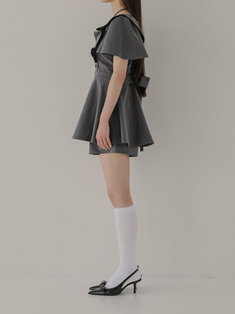 バブルス BUBBLES バックリボンペプラムセットアップ ブラック