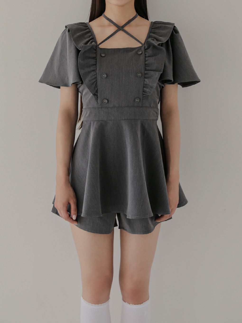 【BUBBLES】バックリボンペプラムセットアップ