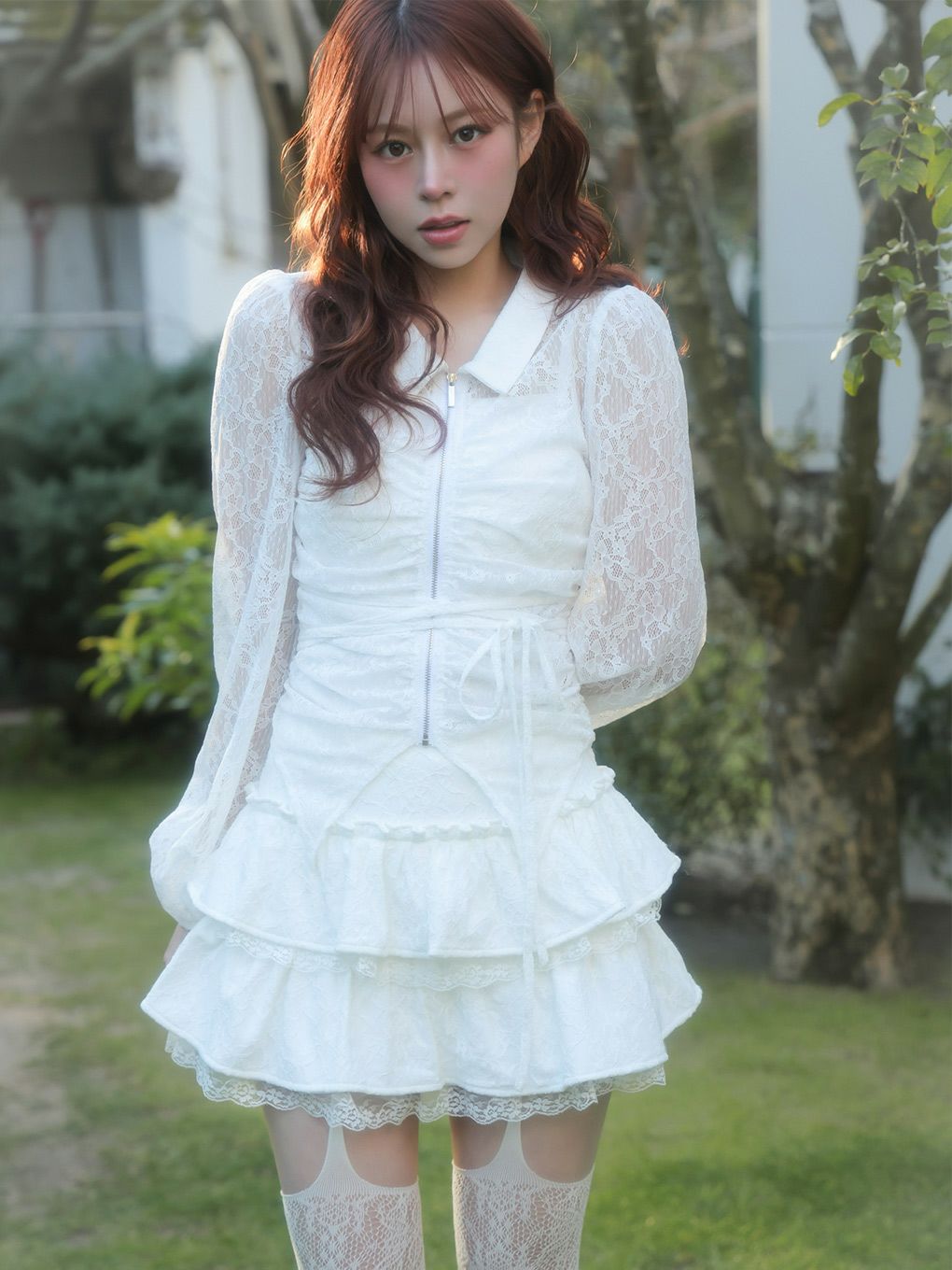 【BUBBLES】レースギャザーブラウス