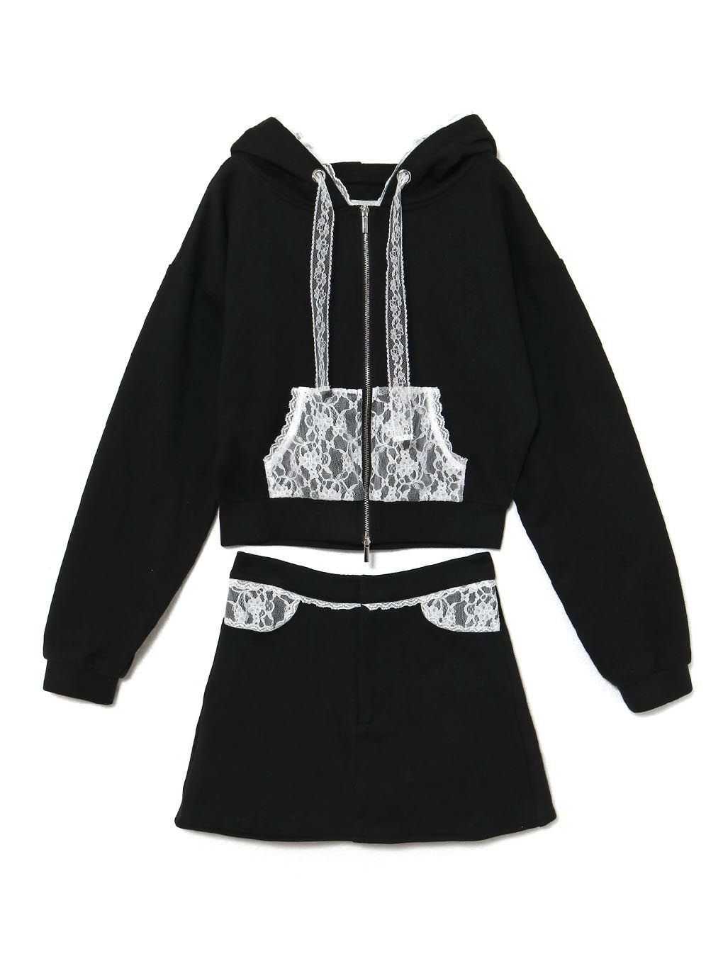 【BUBBLES】レースクロップドパーカーセットアップ