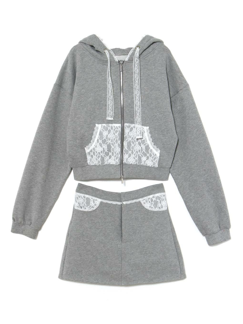 【BUBBLES】レースクロップドパーカーセットアップ