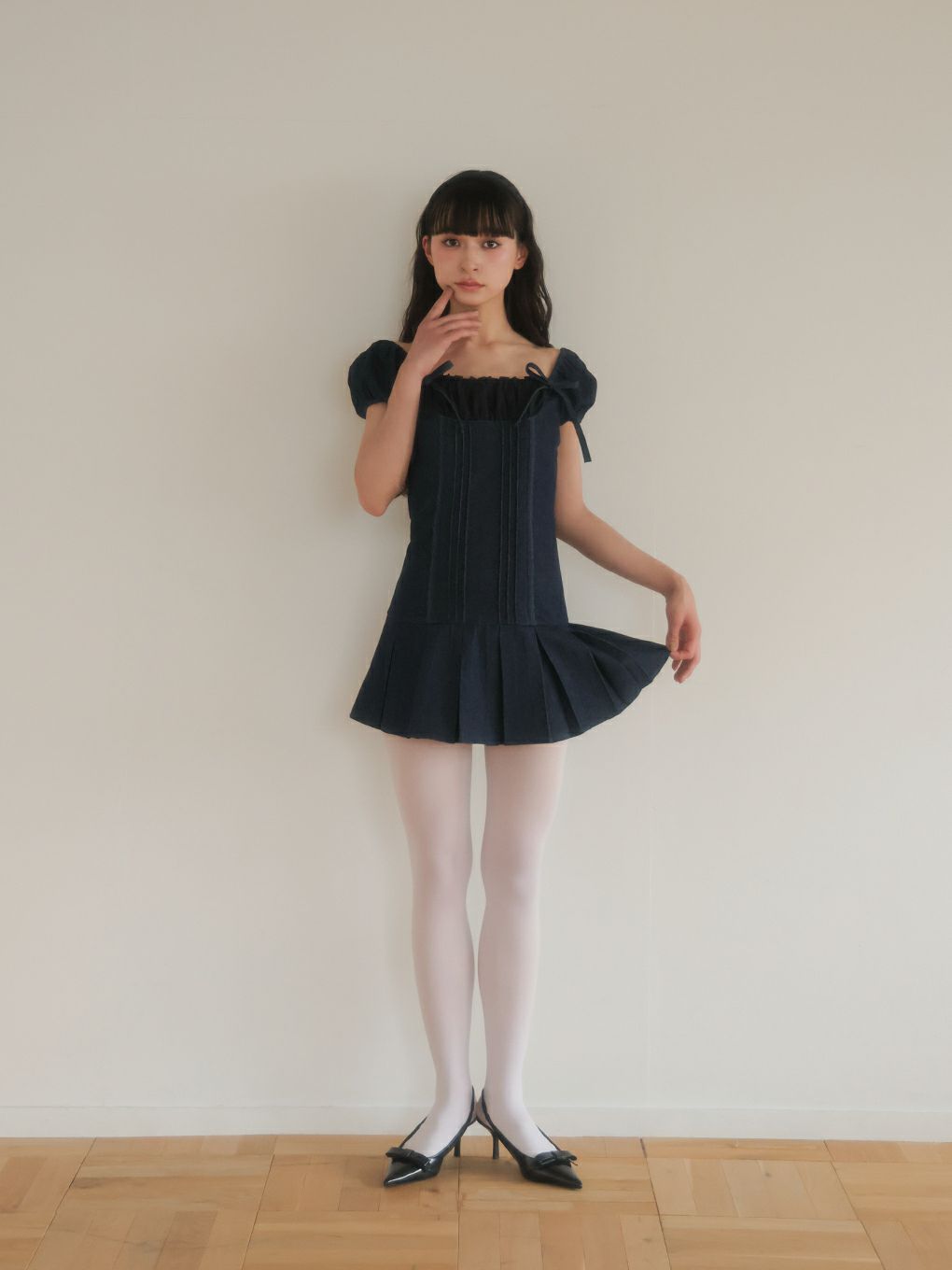 【BUBBLES】コケットデニムワンピース