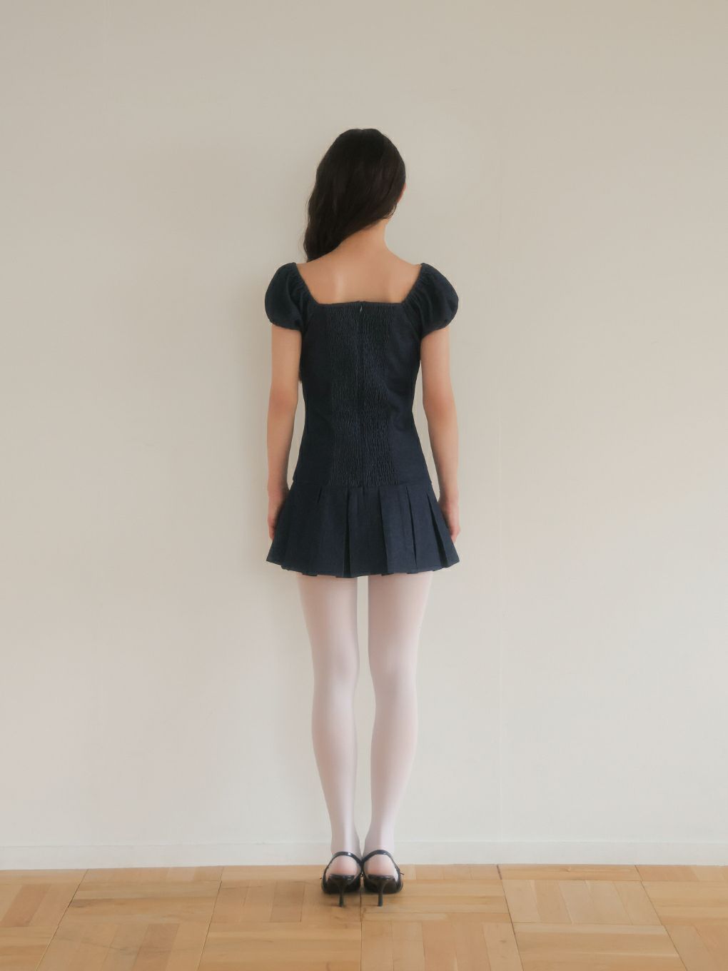 【BUBBLES】コケットデニムワンピース