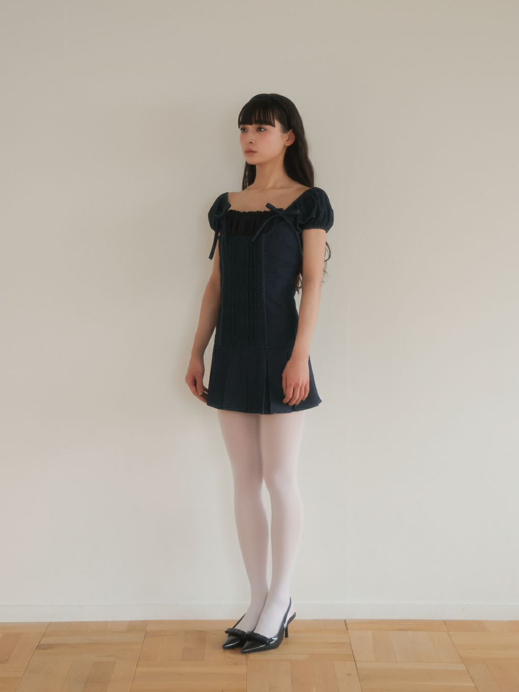 【BUBBLES】コケットデニムワンピース