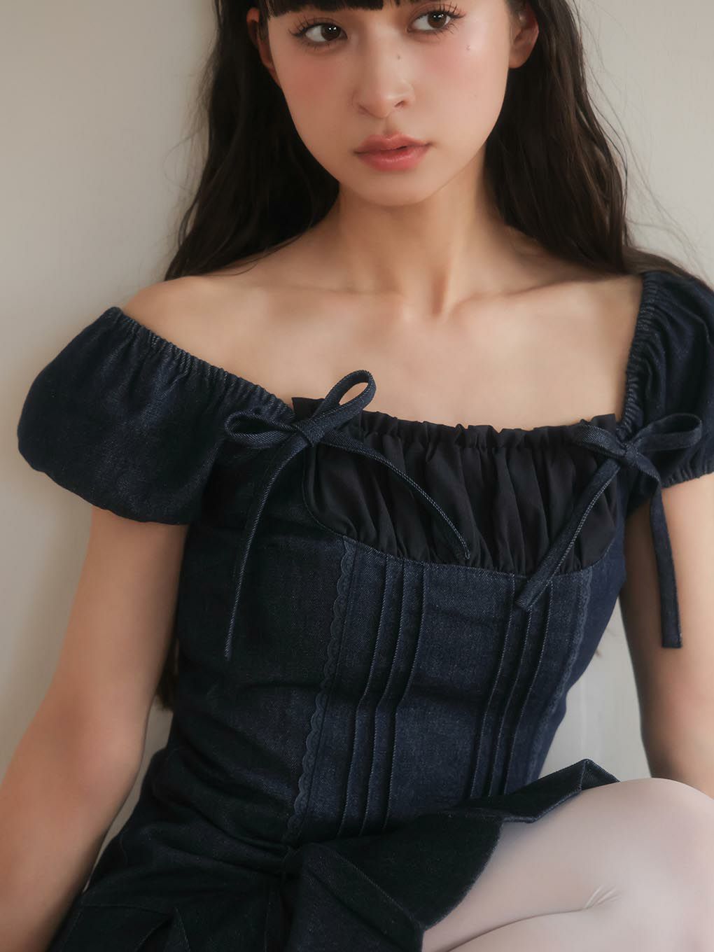 【BUBBLES】コケットデニムワンピース