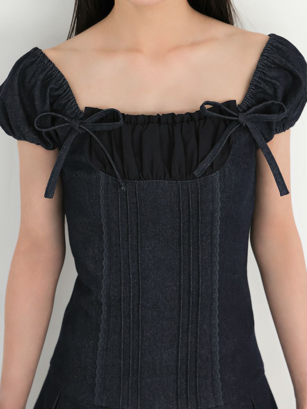 【BUBBLES】コケットデニムワンピース