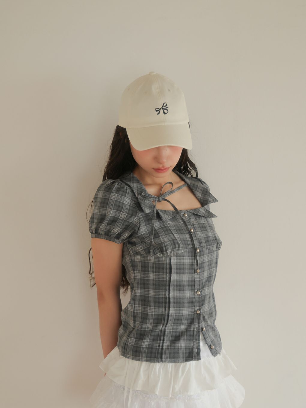 【BUBBLES】スクエアリボンブラウス