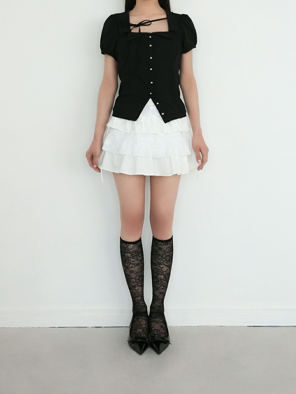 【BUBBLES】スクエアリボンブラウス