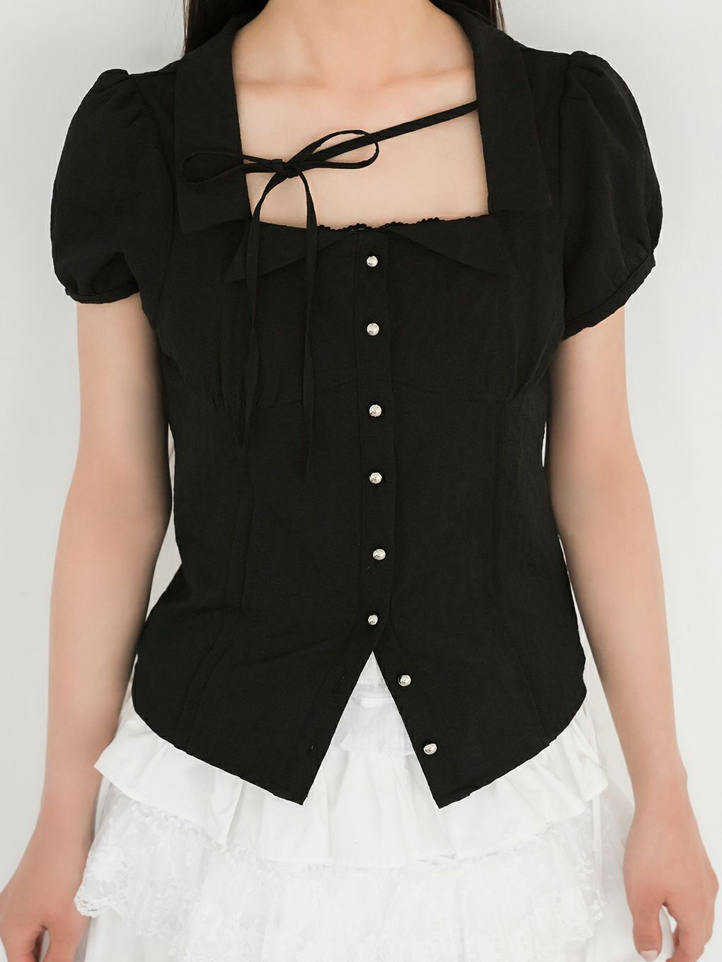 【BUBBLES】スクエアリボンブラウス