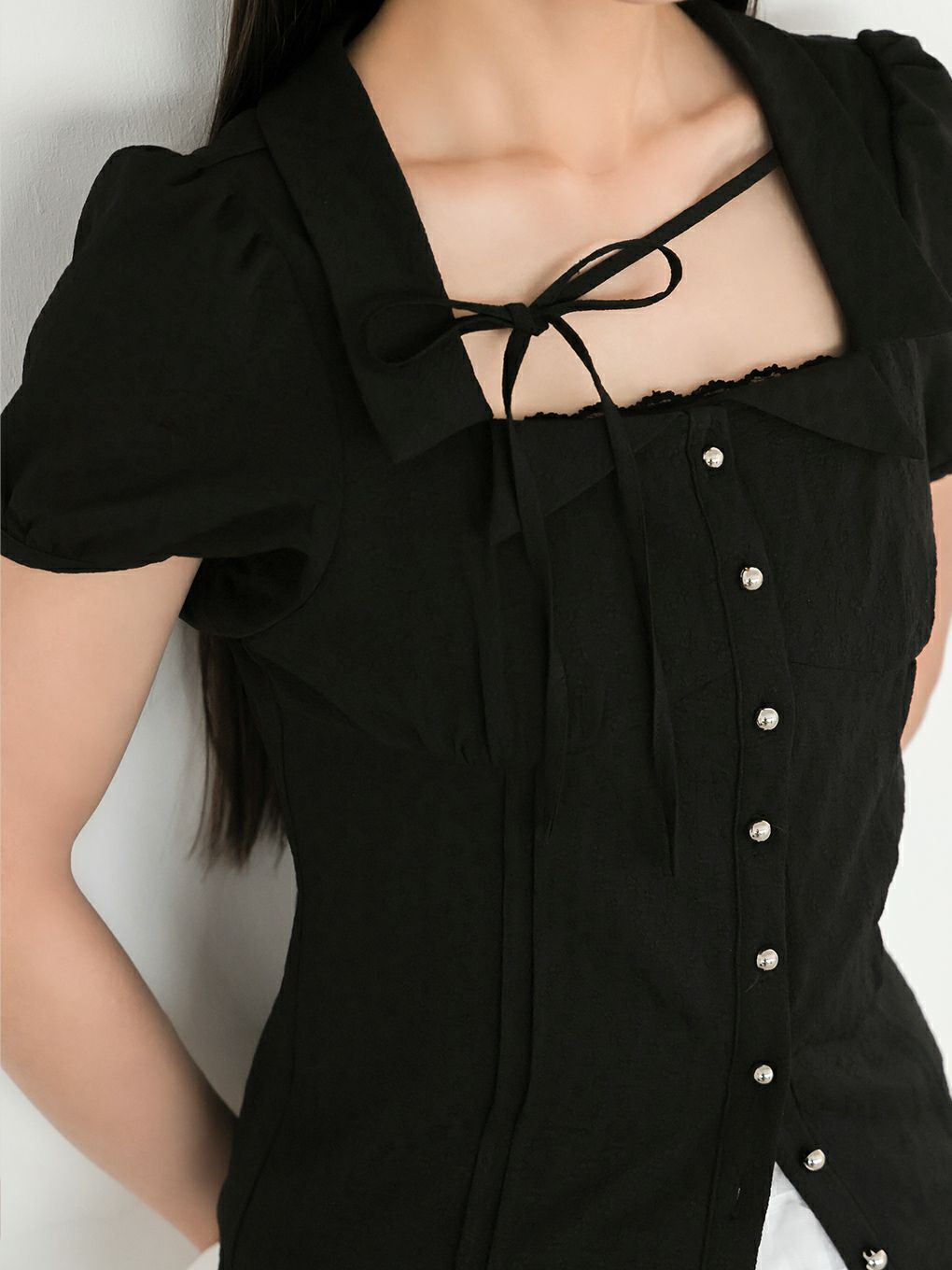 【BUBBLES】スクエアリボンブラウス