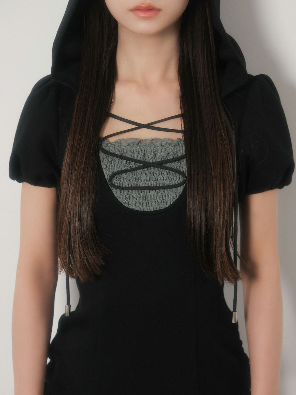 【BUBBLES】レースアップスウェットワンピース