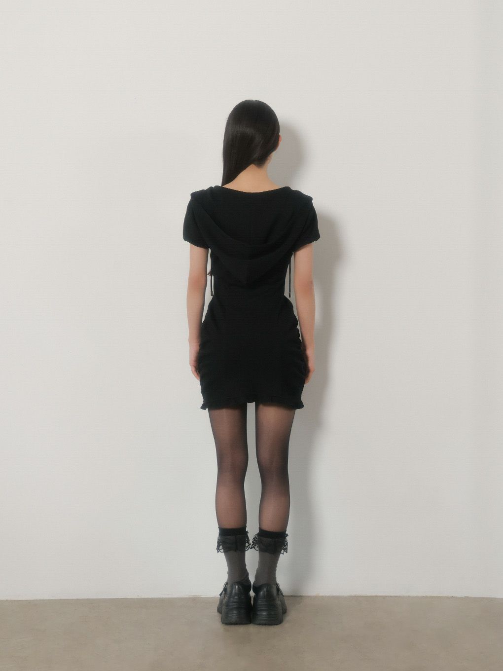 【BUBBLES】レースアップスウェットワンピース