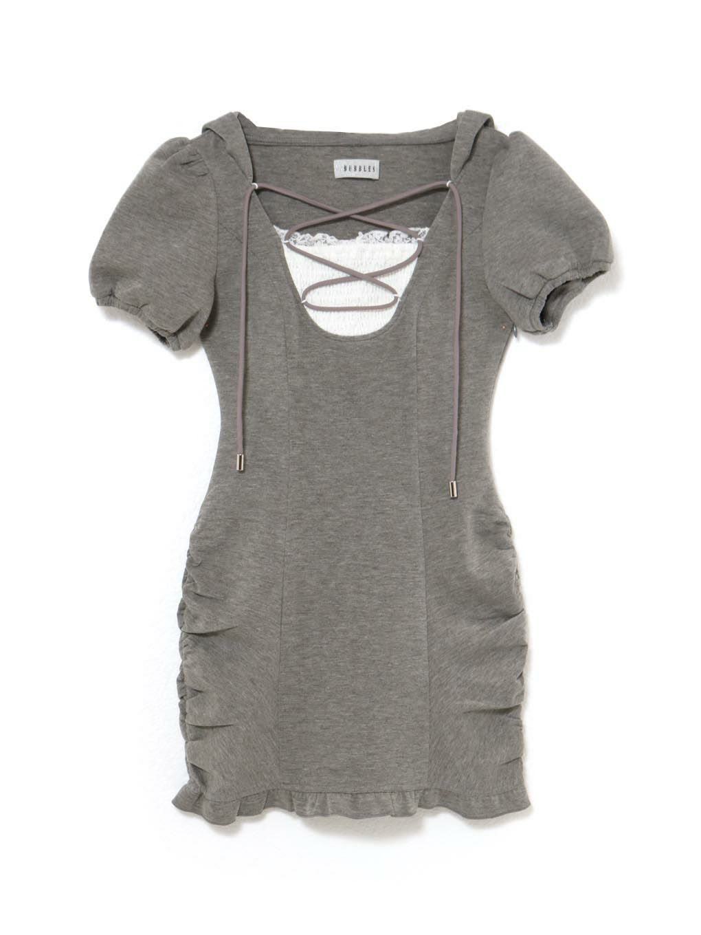 【BUBBLES】レースアップスウェットワンピース