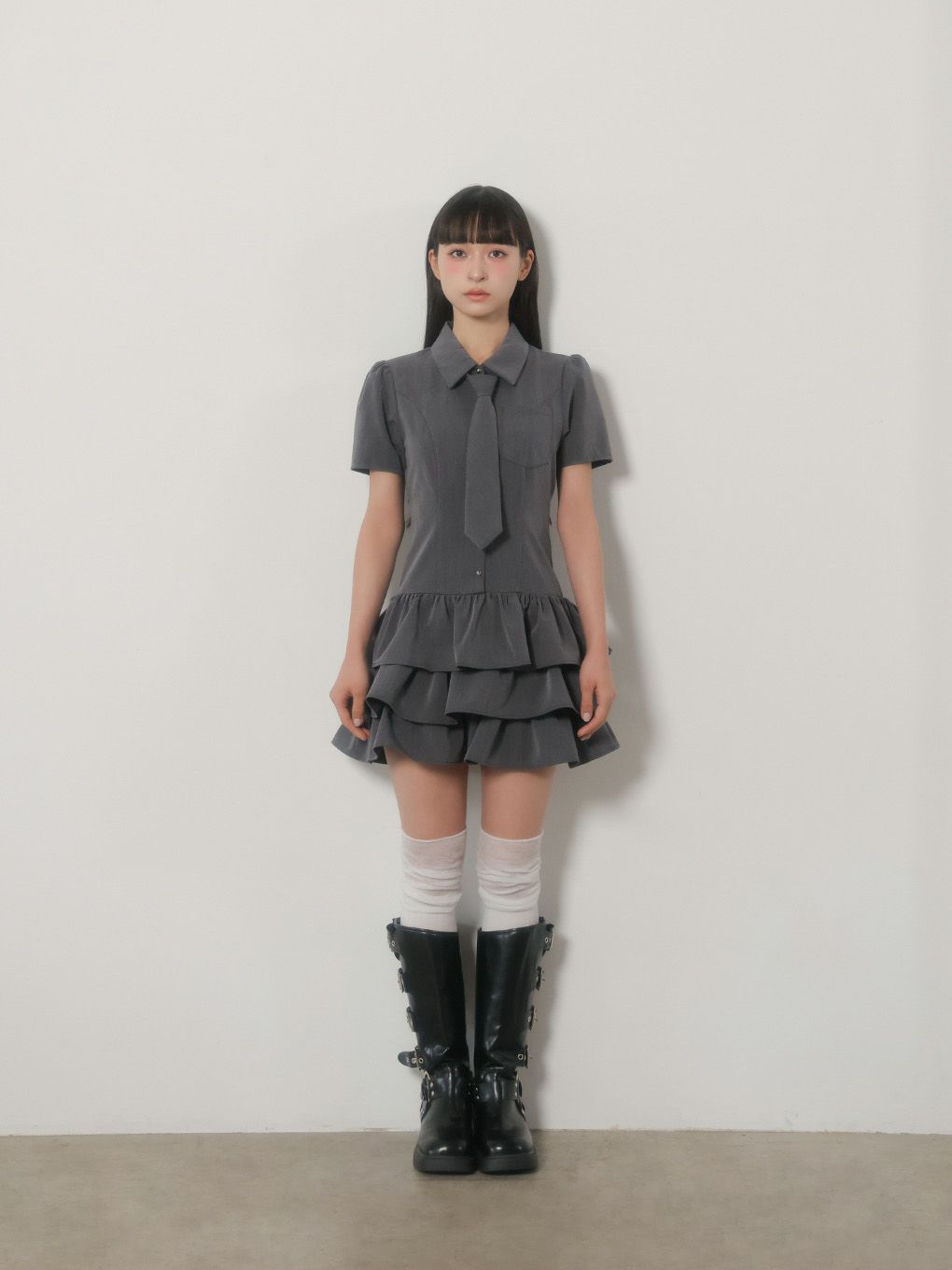 【BUBBLES】ネクタイティアードワンピース