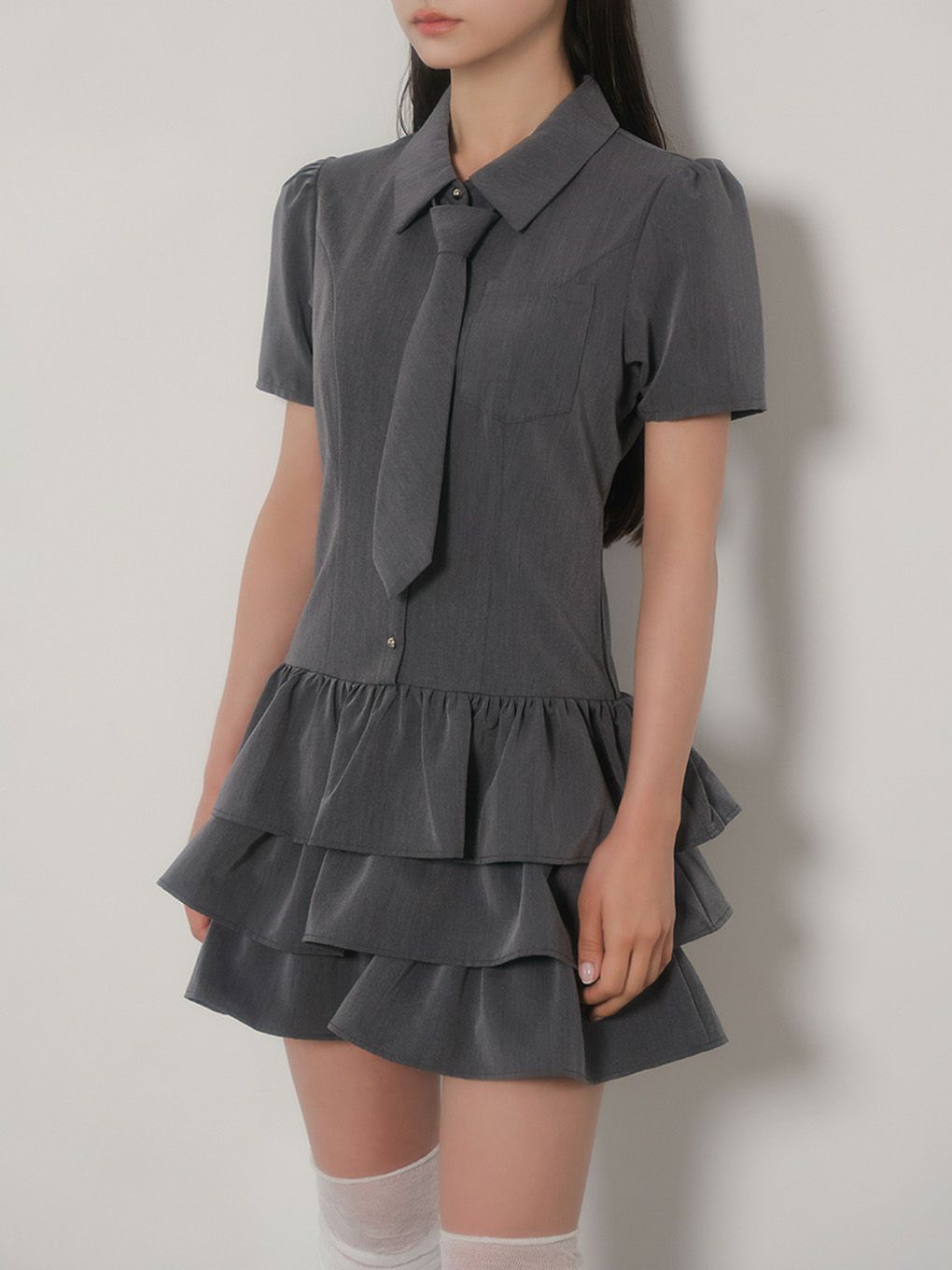 【BUBBLES】ネクタイティアードワンピース