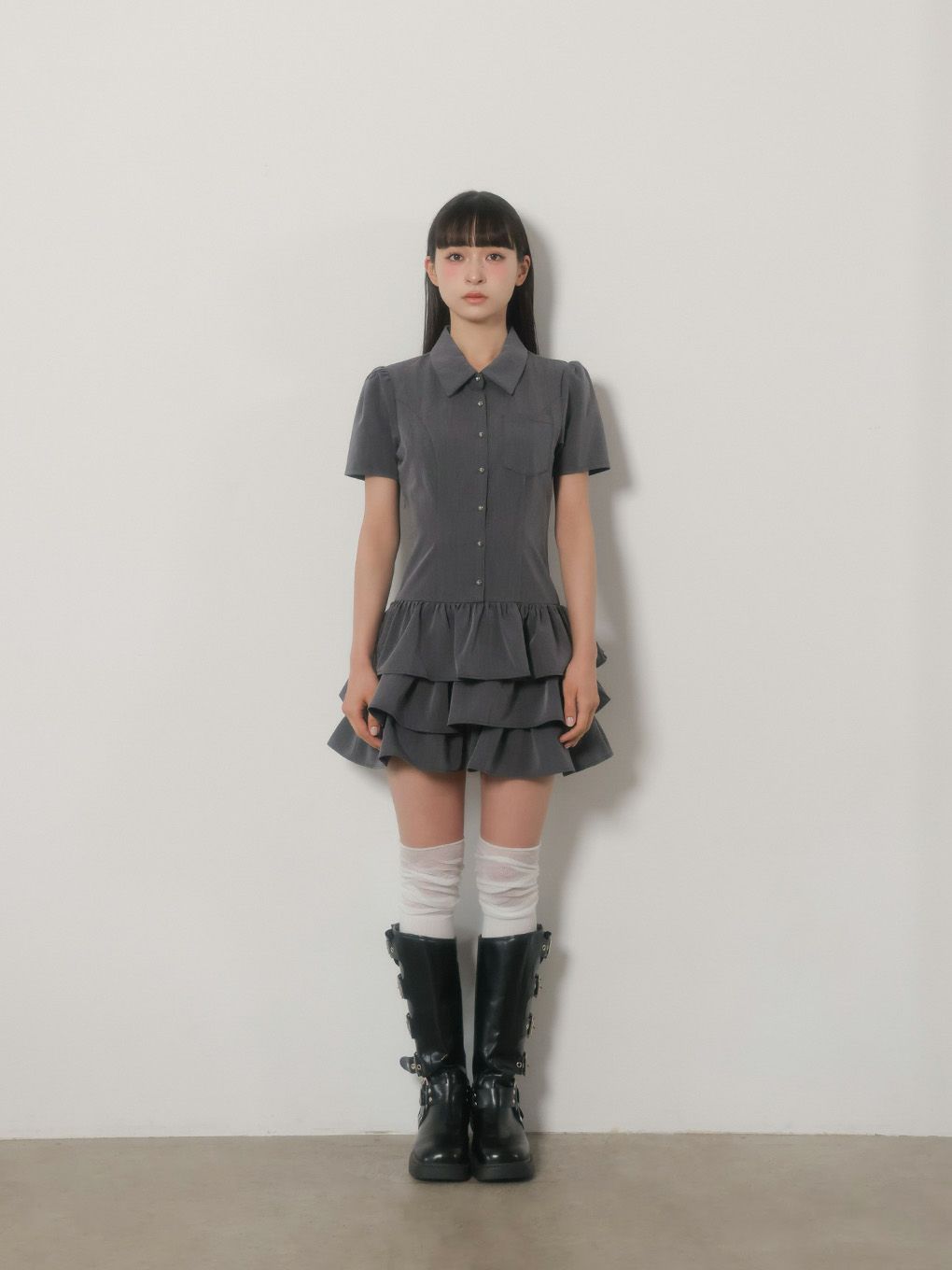 【BUBBLES】ネクタイティアードワンピース