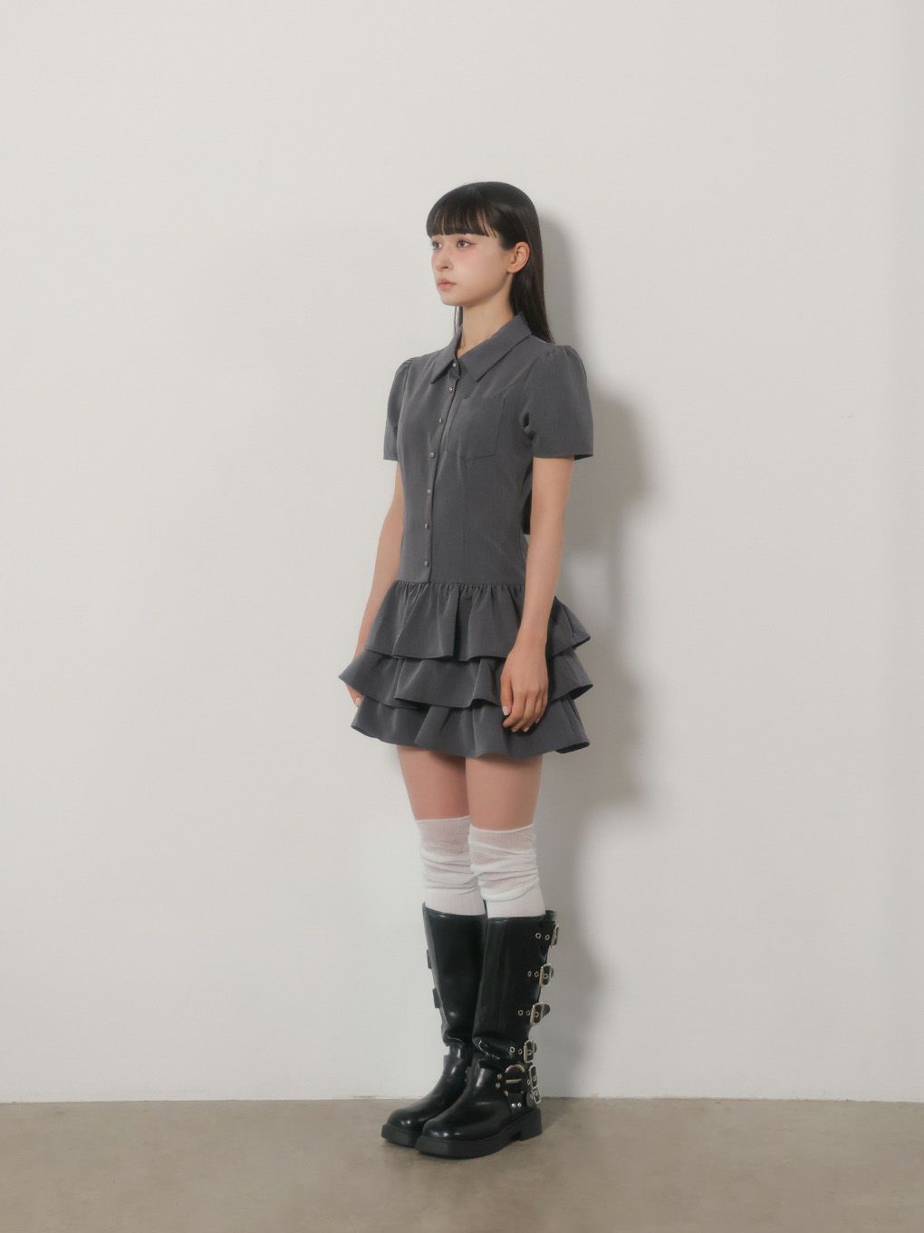 【BUBBLES】ネクタイティアードワンピース