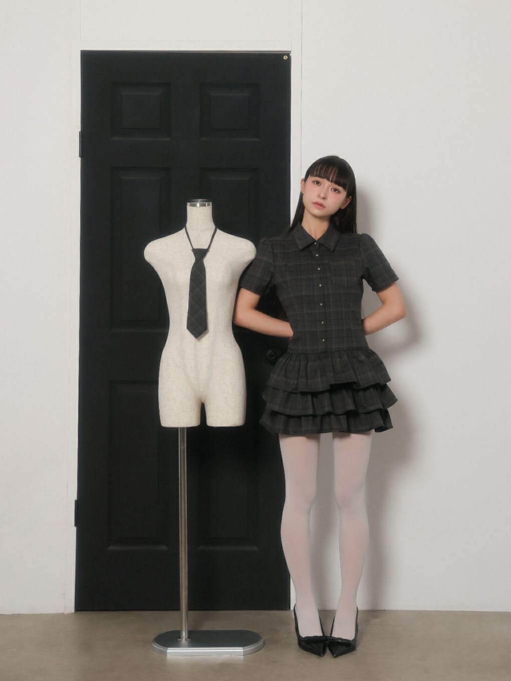 【BUBBLES】ネクタイティアードワンピース