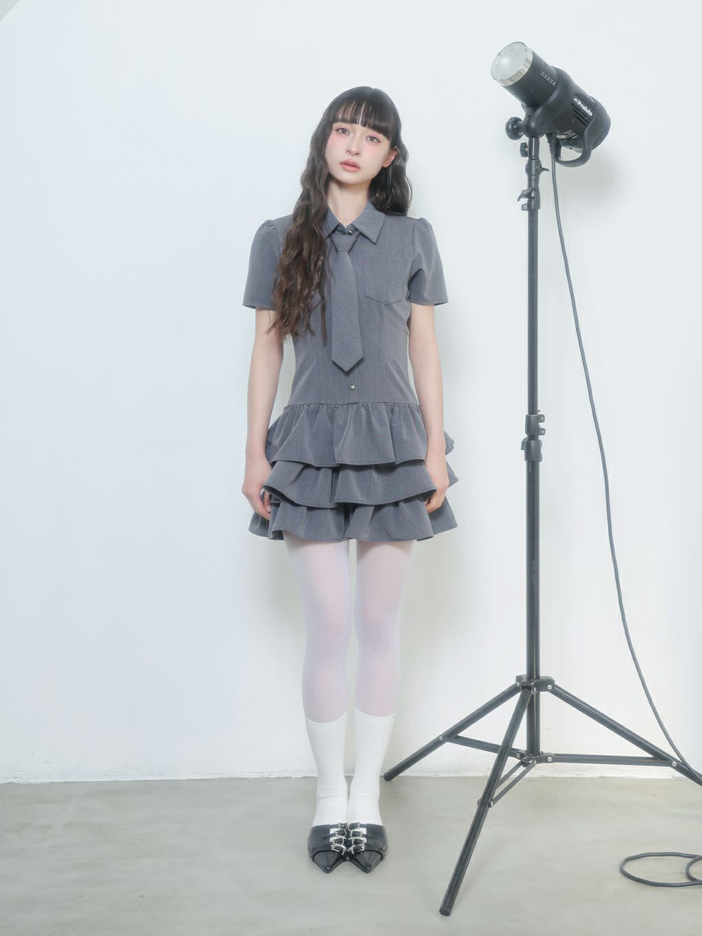 【BUBBLES】ネクタイティアードワンピース