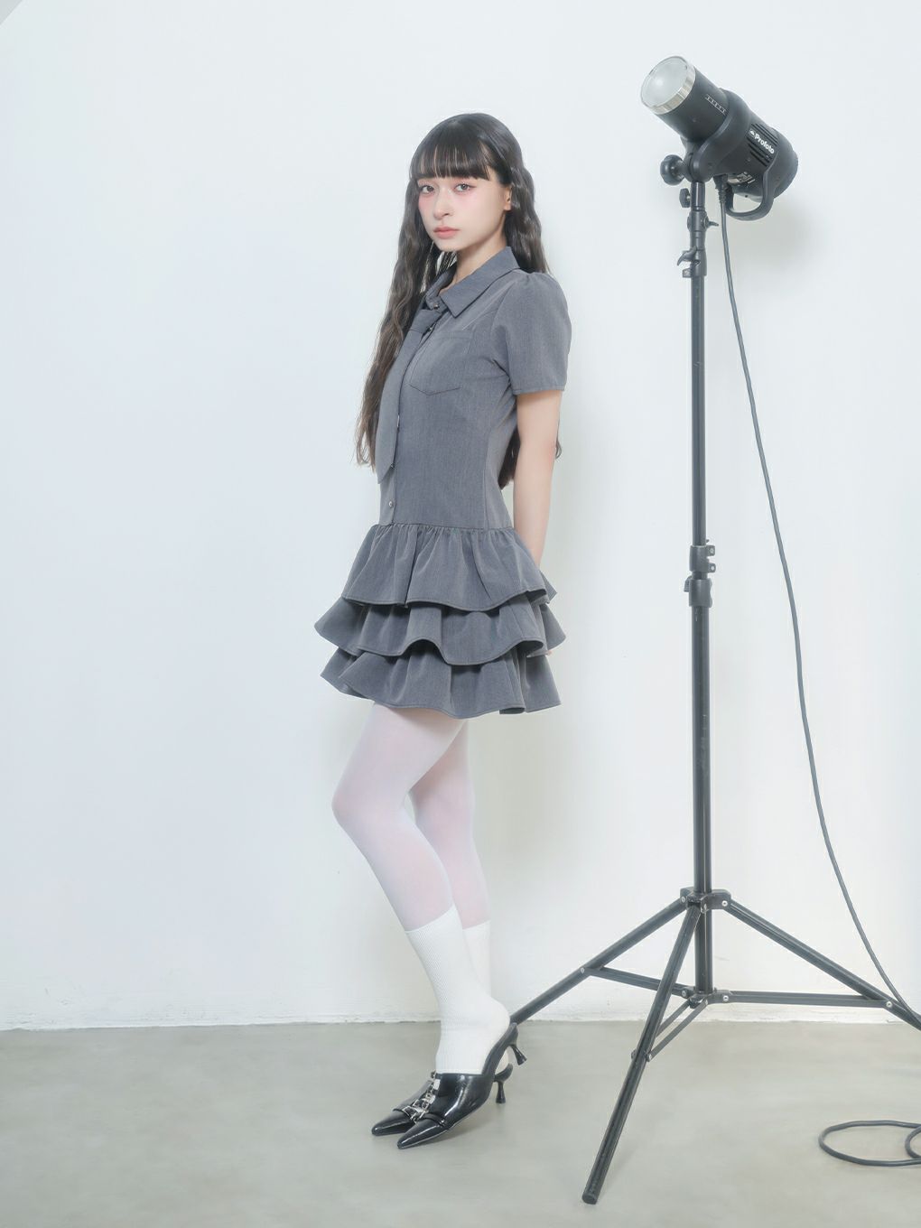 【BUBBLES】ネクタイティアードワンピース