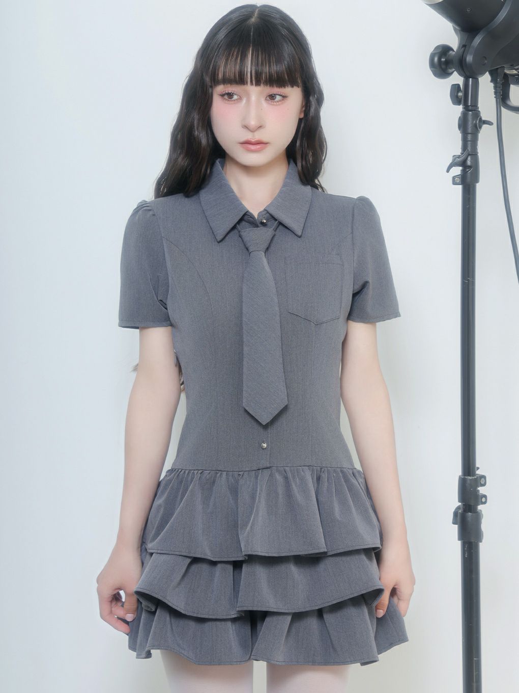 【BUBBLES】ネクタイティアードワンピース