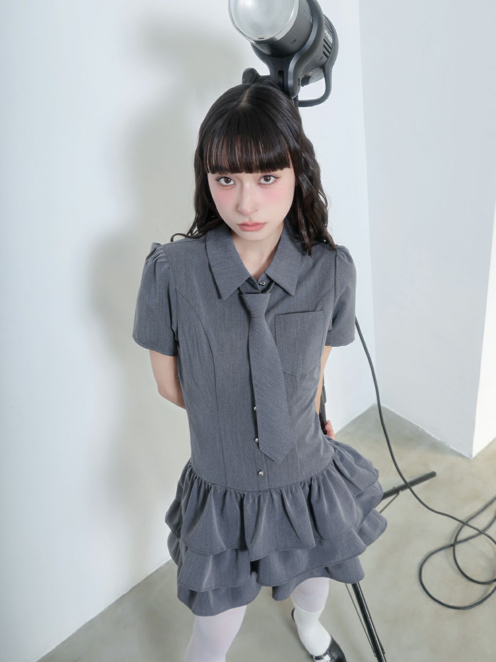 【BUBBLES】ネクタイティアードワンピース