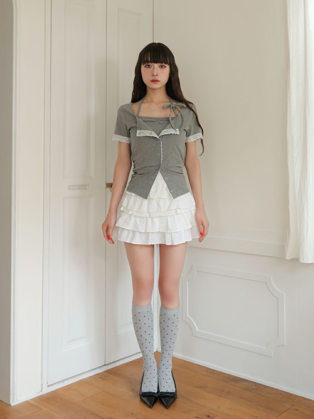 【BUBBLES】フリルパターンスカパン