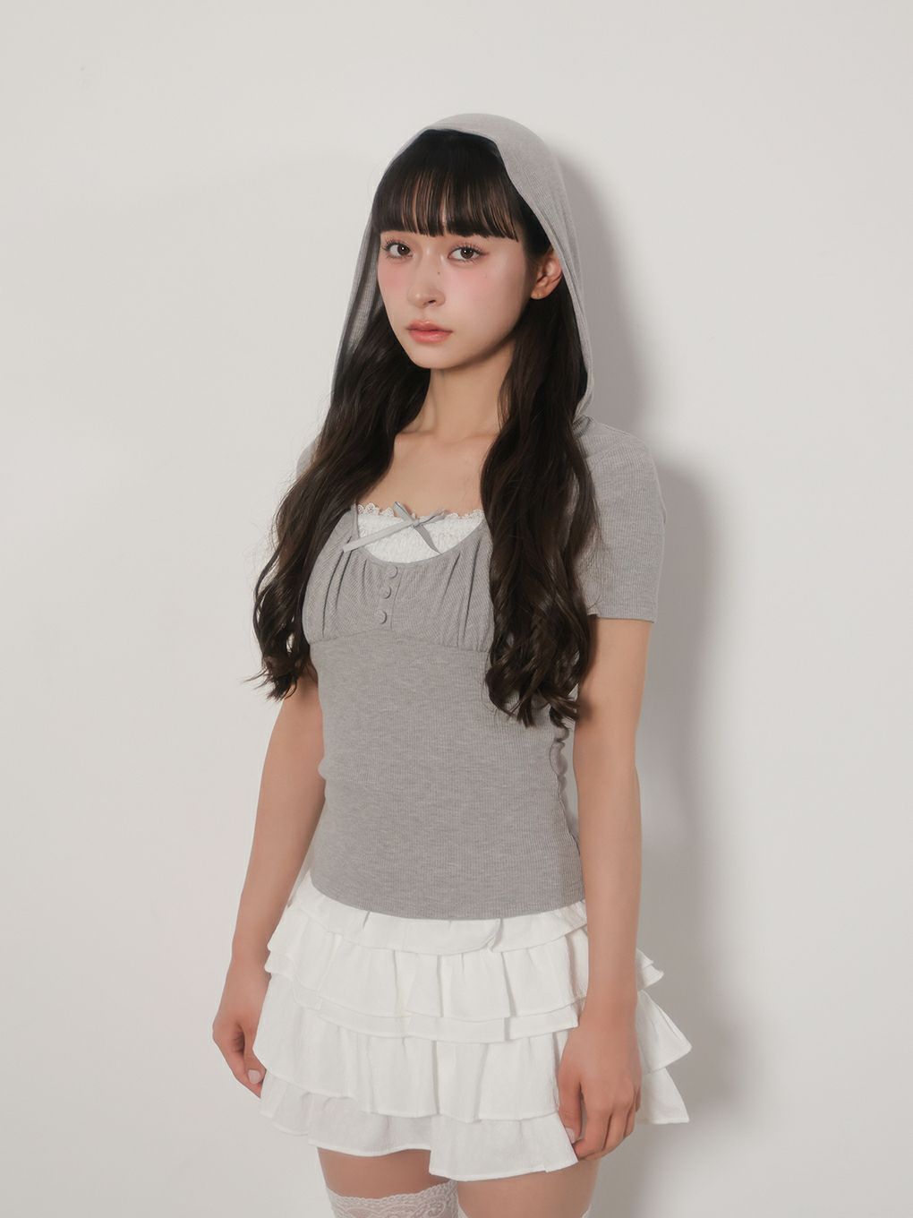 【BUBBLES】ガーリーフードトップス