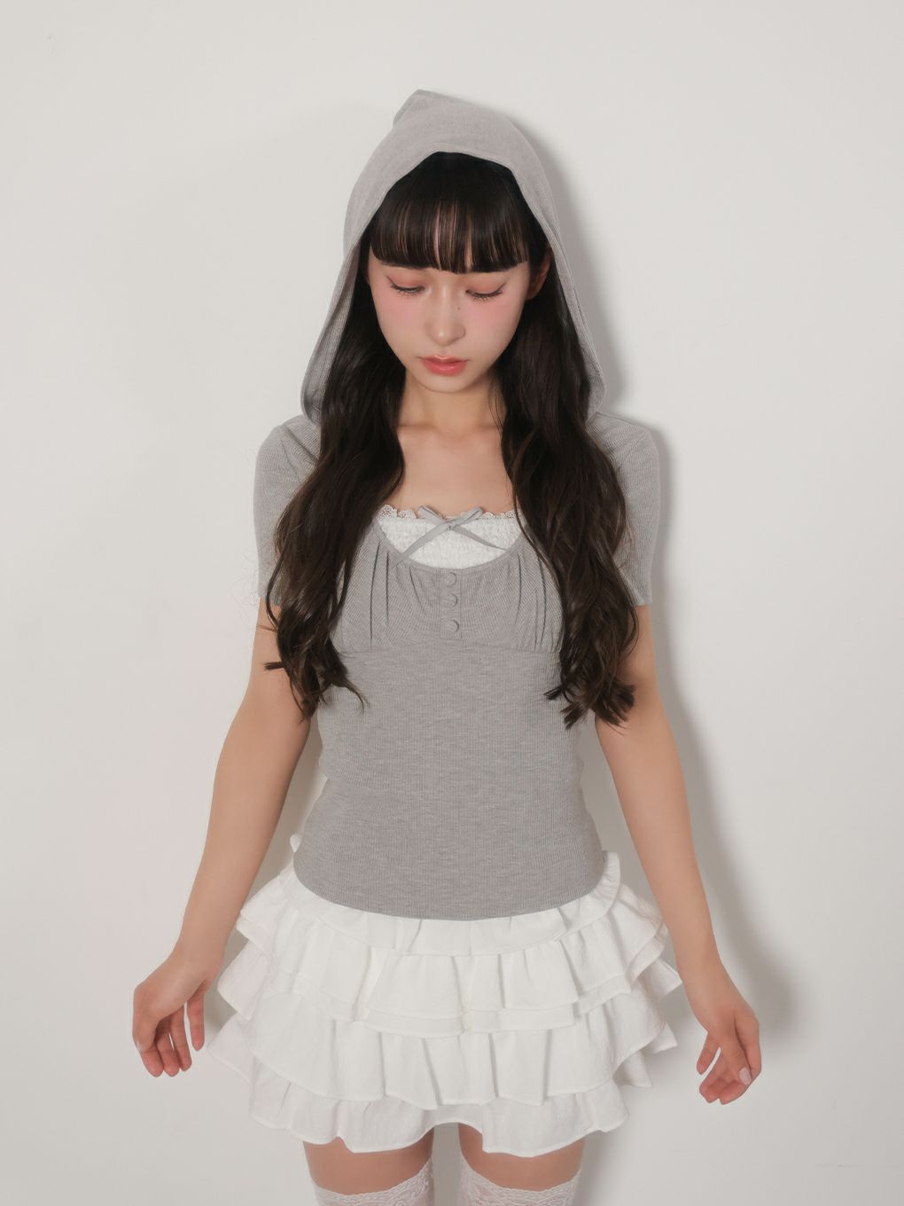 【BUBBLES】ガーリーフードトップス